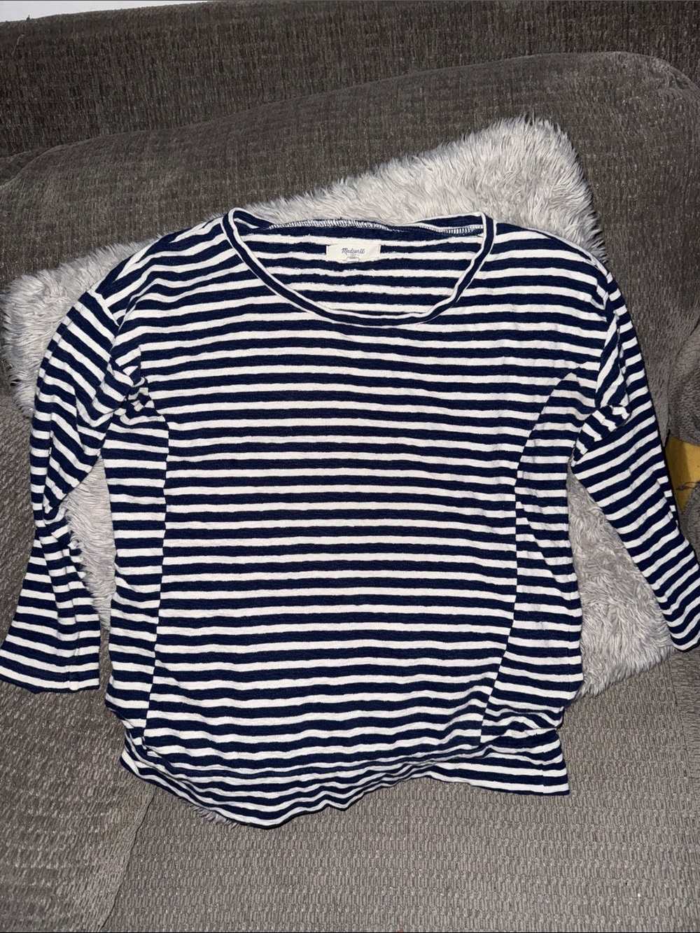 Madewell Navy and White Striped Long-Sleeve top